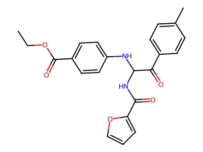 Ethyl 4-{[1-(furan-2-ylformamido)-2-(4-methylphenyl)-2-oxoethyl]amino}benzoate structure
