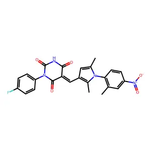 5-[[2,5-Dimethyl-1-(2-methyl-4-nitrophenyl)-1H-pyrrol-3-yl]methylene]-1-(4-fluorophenyl)-2,4,6(1H,3H,5H)-pyrimidinetrione structure