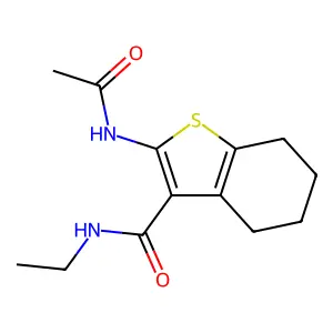 2-acetamido-N-ethyl-4,5,6,7-tetrahydro-1-benzothiophene-3-carboxamide structure
