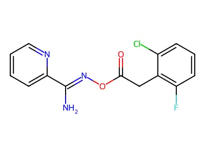 [[Amino(pyridin-2-yl)methylidene]amino] 2-(2-chloro-6-fluorophenyl)acetate structure
