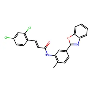 (2E)-N-[5-(1,3-benzoxazol-2-yl)-2-methylphenyl]-3-(2,4-dichlorophenyl)prop-2-enamide structure