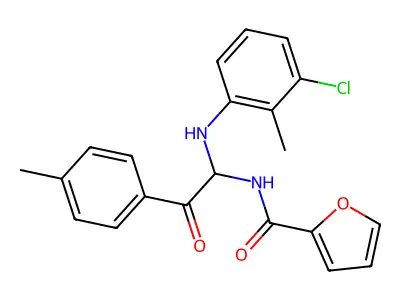 N-[1-(3-chloro-2-methylanilino)-2-(4-methylphenyl)-2-oxoethyl]furan-2-carboxamide structure