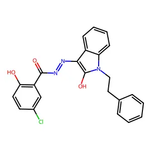 5-chloro-2-hydroxy-N'-[(3Z)-2-oxo-1-(2-phenylethyl)-1,2-dihydro-3H-indol-3-ylidene]benzohydrazide structure