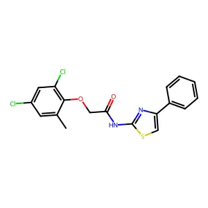 2-(2,4-dichloro-6-methylphenoxy)-N-(4-phenyl-1,3-thiazol-2-yl)acetamide structure