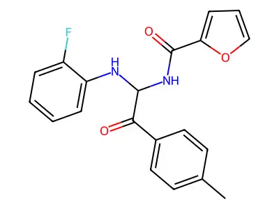 N-[1-(2-fluoroanilino)-2-(4-methylphenyl)-2-oxoethyl]furan-2-carboxamide structure