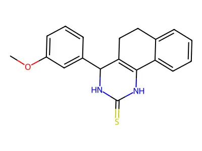 4-(3-methoxyphenyl)-3,4,5,6-tetrahydro-1H-benzo[h]quinazoline-2-thione structure