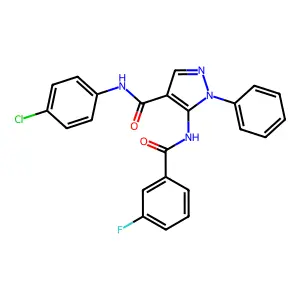 N-(4-chlorophenyl)-5-[(3-fluorobenzoyl)amino]-1-phenylpyrazole-4-carboxamide structure