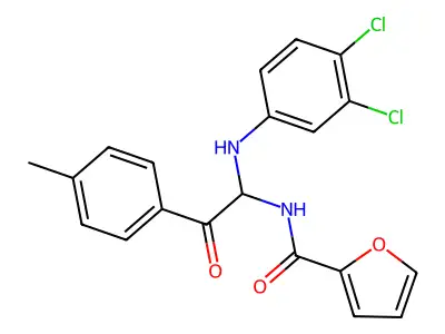 N-[1-(3,4-dichloroanilino)-2-(4-methylphenyl)-2-oxoethyl]furan-2-carboxamide structure