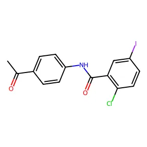 N-(4-acetylphenyl)-2-chloro-5-iodobenzamide structure