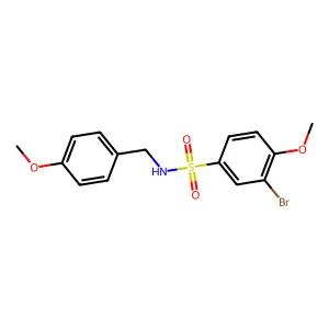 3-bromo-4-methoxy-N-[(4-methoxyphenyl)methyl]benzenesulfonamide structure