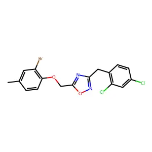 5-[(2-Bromo-4-methylphenoxy)methyl]-3-(2,4-dichlorobenzyl)-1,2,4-oxadiazole structure