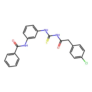N-[3-[[2-(4-chlorophenyl)acetyl]carbamothioylamino]phenyl]benzamide structure