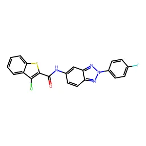 3-chloro-N-[2-(4-fluorophenyl)benzotriazol-5-yl]-1-benzothiophene-2-carboxamide structure