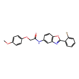 N-[2-(2-bromophenyl)-1,3-benzoxazol-5-yl]-2-(4-methoxyphenoxy)acetamide structure