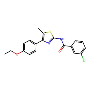 3-chloro-N-[4-(4-ethoxyphenyl)-5-methyl-1,3-thiazol-2-yl]benzamide structure