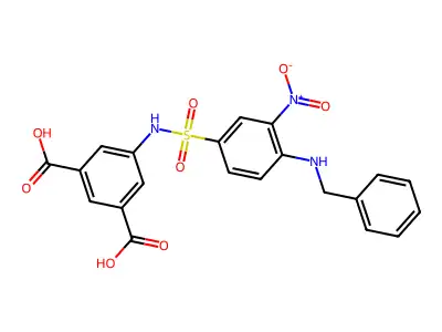 5-(4-Benzylamino-3-nitro-benzenesulfonylamino)-isophthalic acid structure