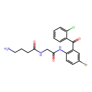 4-amino-N-[2-[4-bromo-2-(2-chlorobenzoyl)anilino]-2-oxoethyl]butanamide structure