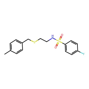 4-fluoro-N-[2-[(4-methylphenyl)methylsulfanyl]ethyl]benzenesulfonamide structure