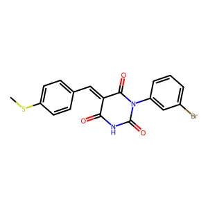(5E)-1-(3-bromophenyl)-5-[(4-methylsulfanylphenyl)methylidene]-1,3-diazinane-2,4,6-trione structure