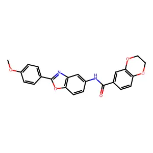 N-[2-(4-methoxyphenyl)-1,3-benzoxazol-5-yl]-2,3-dihydro-1,4-benzodioxine-6-carboxamide structure