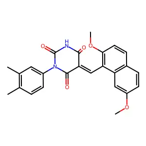 (5E)-5-[(2,7-dimethoxynaphthalen-1-yl)methylidene]-1-(3,4-dimethylphenyl)-1,3-diazinane-2,4,6-trione structure