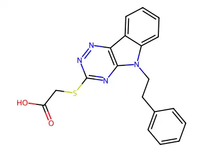 {[5-(2-phenylethyl)-5H-[1,2,4]triazino[5,6-b]indol-3-yl]sulfanyl}acetic acid structure
