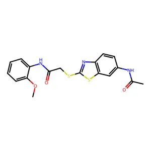 2-[(6-acetamido-1,3-benzothiazol-2-yl)sulfanyl]-N-(2-methoxyphenyl)acetamide structure