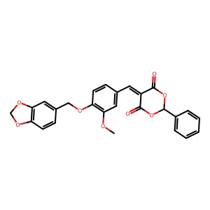 5-[4-(1,3-benzodioxol-5-ylmethoxy)-3-methoxybenzylidene]-2-phenyl-1,3-dioxane-4,6-dione structure