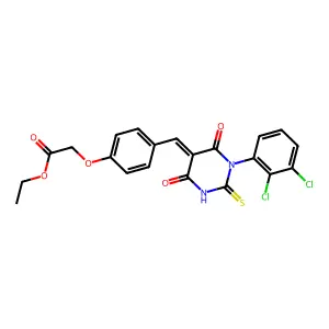 ethyl (4-{(E)-[1-(2,3-dichlorophenyl)-4,6-dioxo-2-thioxotetrahydropyrimidin-5(2H)-ylidene]methyl}phenoxy)acetate structure