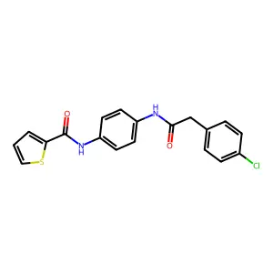 N-[4-[[2-(4-chlorophenyl)acetyl]amino]phenyl]thiophene-2-carboxamide structure