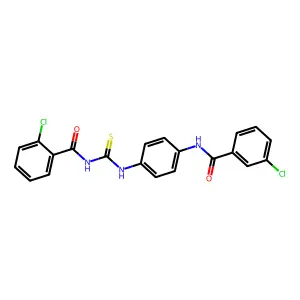 2-chloro-N-[[4-[(3-chlorobenzoyl)amino]phenyl]carbamothioyl]benzamide structure