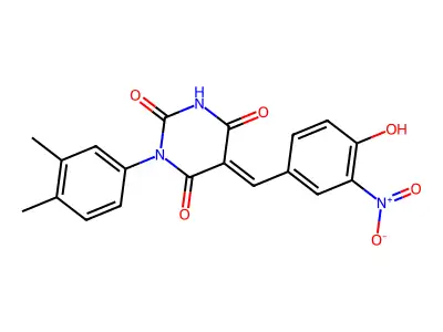 (5E)-1-(3,4-dimethylphenyl)-5-[(4-hydroxy-3-nitrophenyl)methylidene]-1,3-diazinane-2,4,6-trione structure