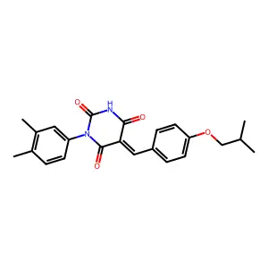 (5E)-1-(3,4-dimethylphenyl)-5-[[4-(2-methylpropoxy)phenyl]methylidene]-1,3-diazinane-2,4,6-trione structure