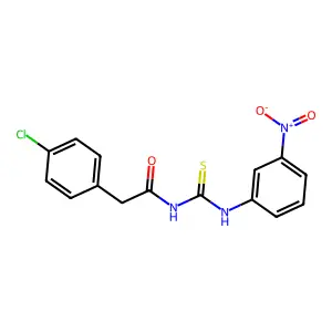 2-(4-chlorophenyl)-N-[(3-nitrophenyl)carbamothioyl]acetamide structure