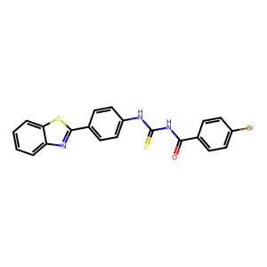 N-[[4-(1,3-benzothiazol-2-yl)phenyl]carbamothioyl]-4-bromobenzamide structure