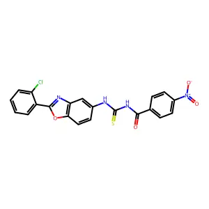 N-[[2-(2-chlorophenyl)-1,3-benzoxazol-5-yl]carbamothioyl]-4-nitrobenzamide structure