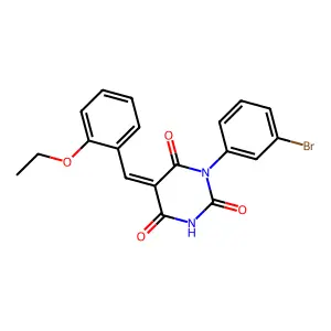 (5E)-1-(3-bromophenyl)-5-(2-ethoxybenzylidene)pyrimidine-2,4,6(1H,3H,5H)-trione structure