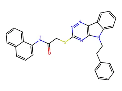 N-naphthalen-1-yl-2-[(5-phenethyl-[1,2,4]triazino[5,6-b]indol-3-yl)sulfanyl]acetamide structure
