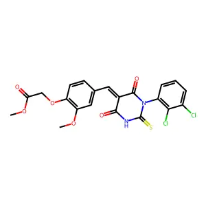methyl (4-{(E)-[1-(2,3-dichlorophenyl)-4,6-dioxo-2-thioxotetrahydropyrimidin-5(2H)-ylidene]methyl}-2-methoxyphenoxy)acetate structure