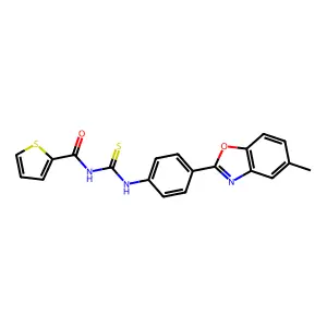 N-[[4-(5-methyl-1,3-benzoxazol-2-yl)phenyl]carbamothioyl]thiophene-2-carboxamide structure