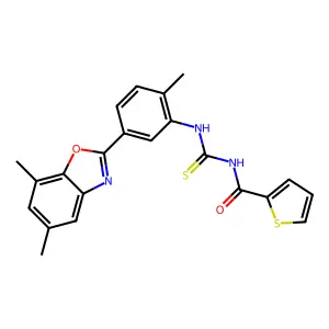 N-[[5-(5,7-dimethyl-1,3-benzoxazol-2-yl)-2-methylphenyl]carbamothioyl]thiophene-2-carboxamide structure