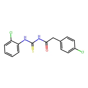 2-(4-chlorophenyl)-N-[(2-chlorophenyl)carbamothioyl]acetamide structure