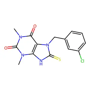 7-[(3-chlorophenyl)methyl]-1,3-dimethyl-8-sulfanylidene-9H-purine-2,6-dione structure