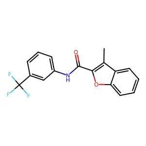 3-methyl-N-[3-(trifluoromethyl)phenyl]-1-benzofuran-2-carboxamide structure