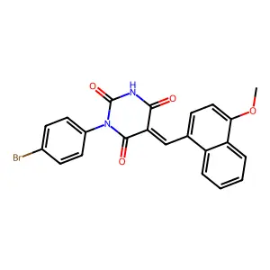 (5E)-1-(4-bromophenyl)-5-[(4-methoxynaphthalen-1-yl)methylidene]-1,3-diazinane-2,4,6-trione structure