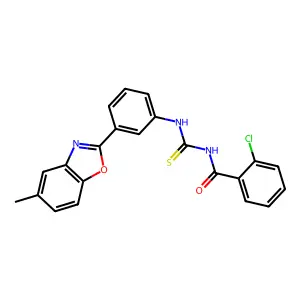 2-chloro-N-[[3-(5-methyl-1,3-benzoxazol-2-yl)phenyl]carbamothioyl]benzamide structure