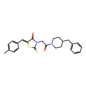 (5Z)-3-[2-(4-benzylpiperidin-1-yl)-2-oxoethyl]-5-[(4-methylphenyl)methylidene]-2-sulfanylidene-1,3-thiazolidin-4-one structure