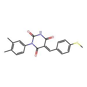 (5E)-1-(3,4-dimethylphenyl)-5-[(4-methylsulfanylphenyl)methylidene]-1,3-diazinane-2,4,6-trione structure