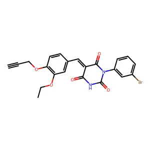 (5E)-1-(3-bromophenyl)-5-[(3-ethoxy-4-prop-2-ynoxyphenyl)methylidene]-1,3-diazinane-2,4,6-trione structure