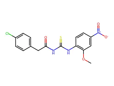 2-(4-chlorophenyl)-N-[(2-methoxy-4-nitrophenyl)carbamothioyl]acetamide structure